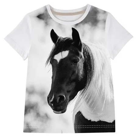 Футболки для мальчиков, одежда новая летняя детская одежда модный Печатный штамп с лошадью, детские футболки футболка для мальчиков возрастом от 2 до 14 лет - Цвет: T 3427
