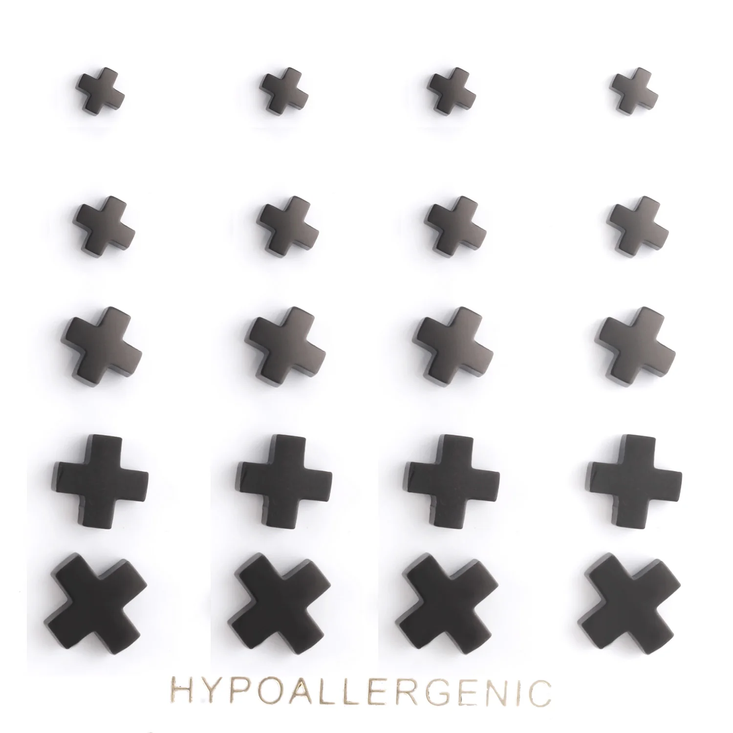 Luxxissids Модные серьги крест черный смешанный размер серьги-гвоздики Размер 4-8 мм