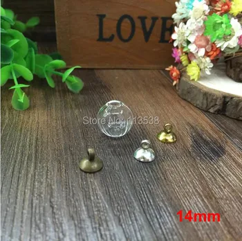 

2016 200sets per lot 14mm watermelon glass globe with 3-4mm hole 8mm cap findings set Glass bottle vial DIY jewelry accessory