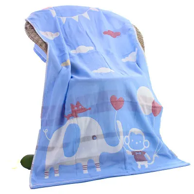Весна муслин детские постельные принадлежности Одеяла 3 слоя марли хлопок для новорожденных пеленать летние мягкие мультфильм кролик - Цвет: lanxianghou