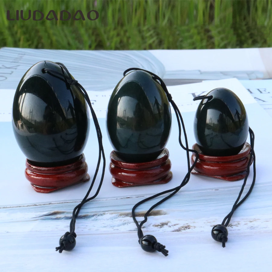 Natural 3Pcs Set Nephrite Jade Yoni Eggs Large Ben Wa Ball Eggs with beads Health Relaxing Body Muscle Care Tightening Vaginal