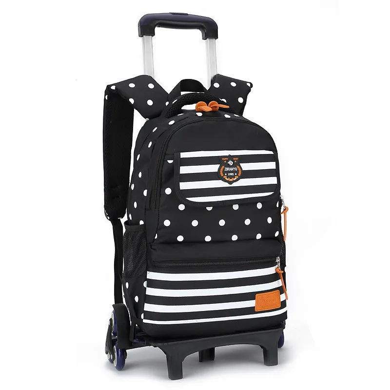 Children Trolley School Bag Backpack Wheeled School Bag For Grils Kids Wheel Schoolbag Student Backpacks Bags Wheeled Bag - Цвет: black six wheels