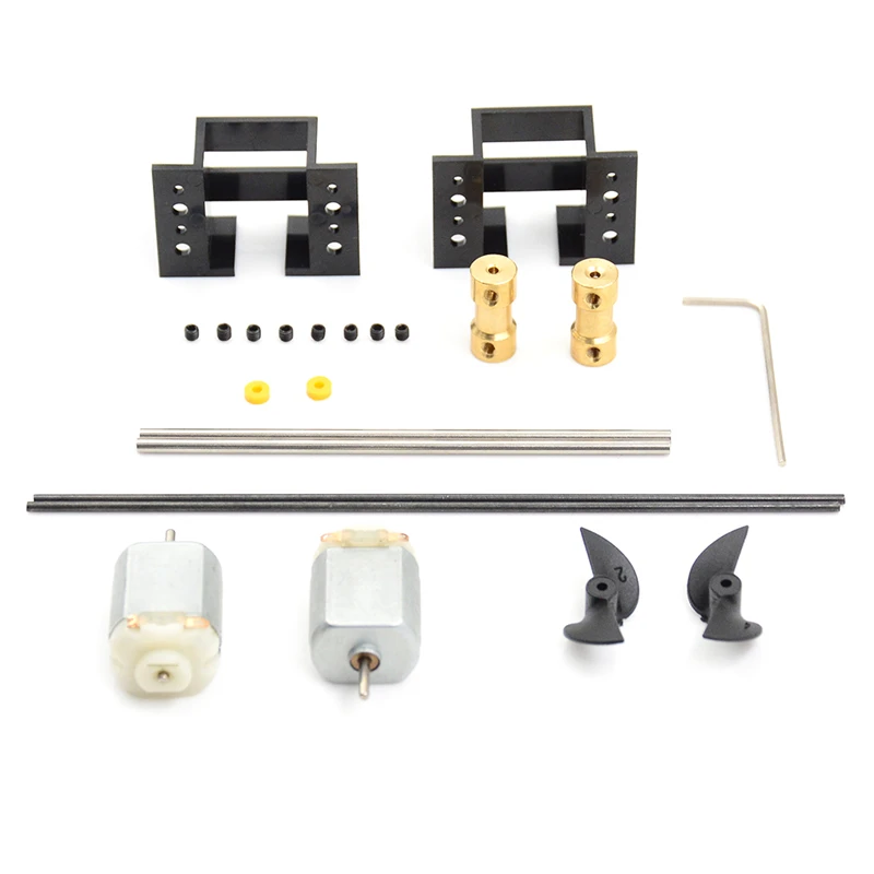

2set Double Motors RC Boat motor Drive Set 130 Motor+Motor Seat+Copper Coupling+15CM Shaft+Propellers Kit For DIY Model Ship