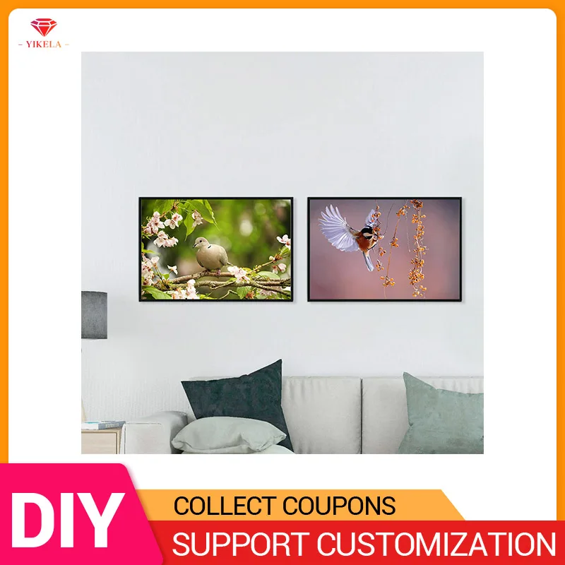 

YIKELA 5D DIY Full Round/Square Diamond Painting Bird Home Decor Diamond Painting Embroidery Animal and Landscape