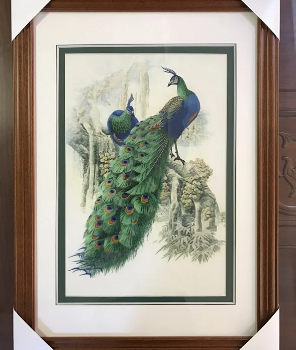 

Handmade 100% Mulberry Silk Thread Finished Suzhou Embroidery not include frame ,Peacock , 40*60cm