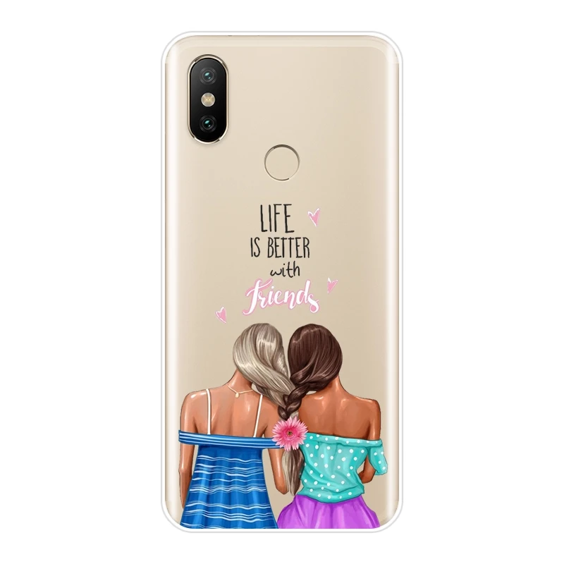 Эстетичный Черный силиконовый чехол для телефона девочек Xiaomi MI A1 A2 LITE 8 SE мягкая