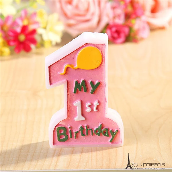 My 1st Birthday Candles Pink and Blue - 1