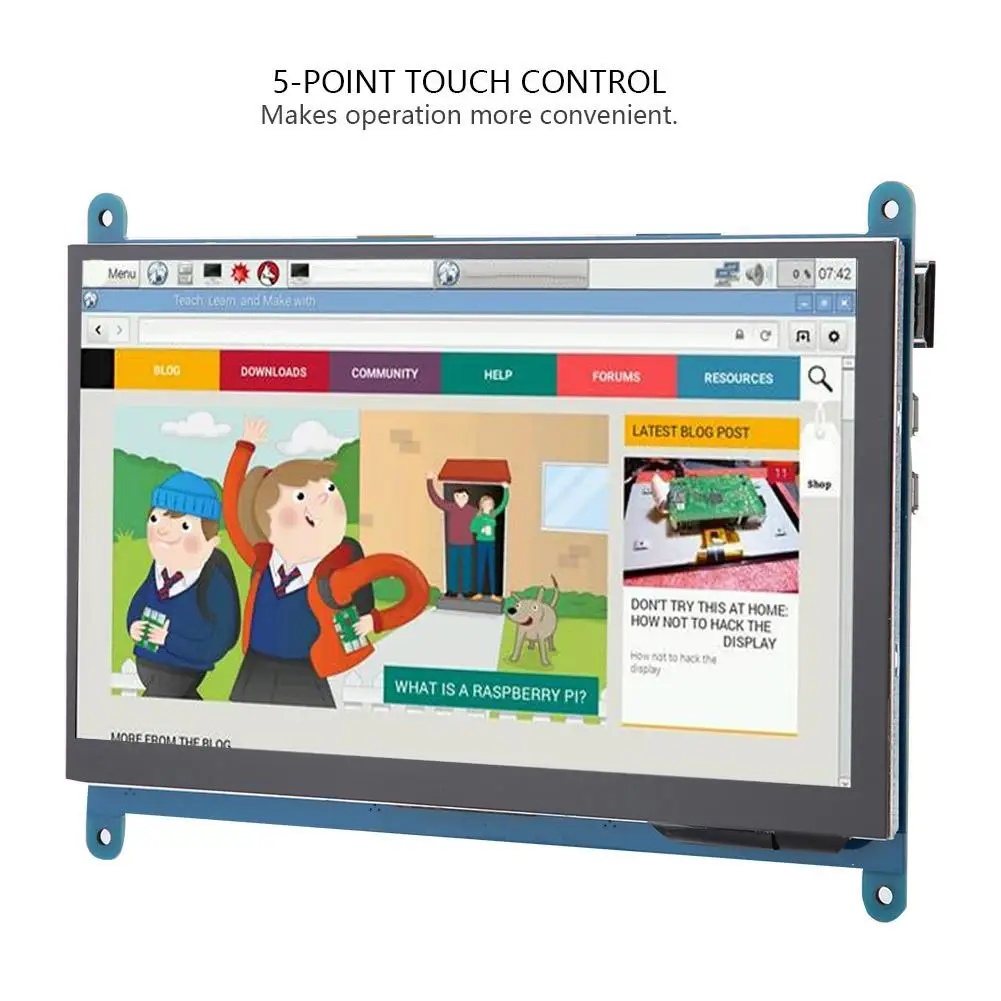 7 дюймов Full View ЖК-дисплей ips Сенсорный экран для Raspberry Pi 1024*600 HD HDMI Дисплей емкостный сенсорный монитор 5-точечный сенсорный Управление