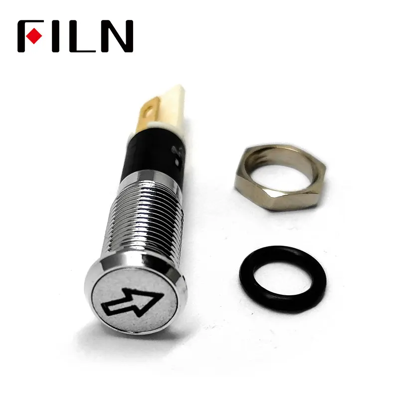 

FILN 8mm C11 Car dashboard silver shell Turn signal marking 12v led indicator light with Solder foot