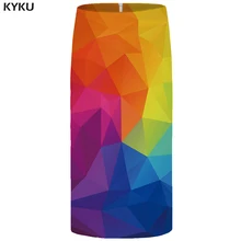 KYKU графические юбки женские винтажные размера плюс Harajuku повседневные сексуальные юбки-карандаш с 3d принтом женские трикотажные юбки до колена