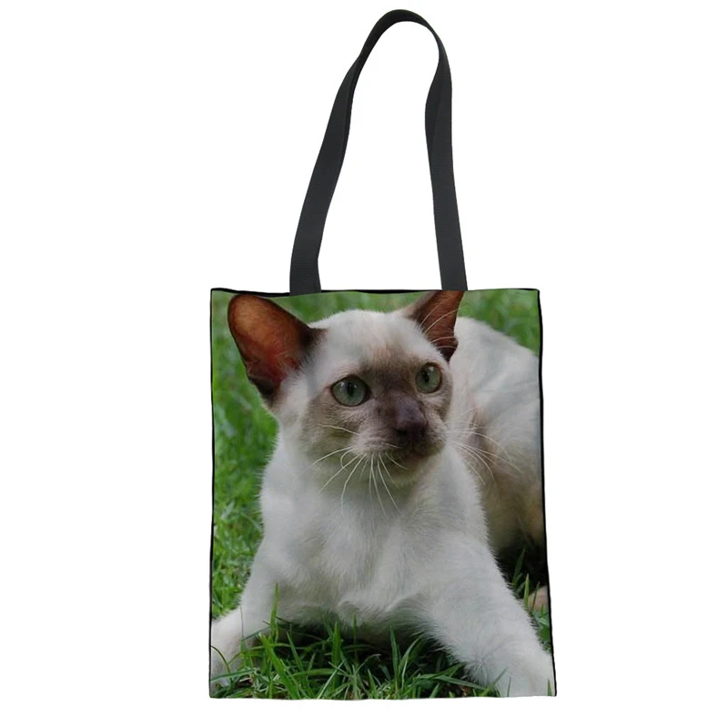 WHEREISART Яркая сумка для шоппинга Saco Compras Animal Siamese Cat женские матерчатые сумки хлопчатобумажная хозяйственная сумка на плечо - Цвет: LMF1275Z22