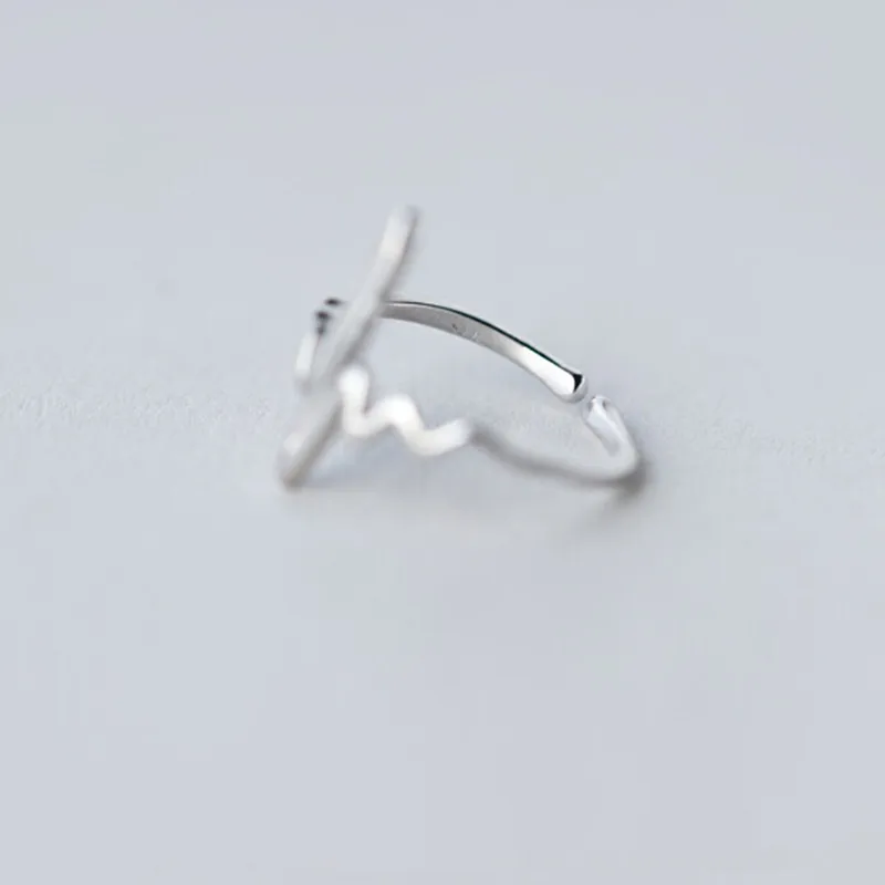 Женское кольцо с электрокардиограммой вечерние емый Размер|heart beat ring|heartbeat ringfashion