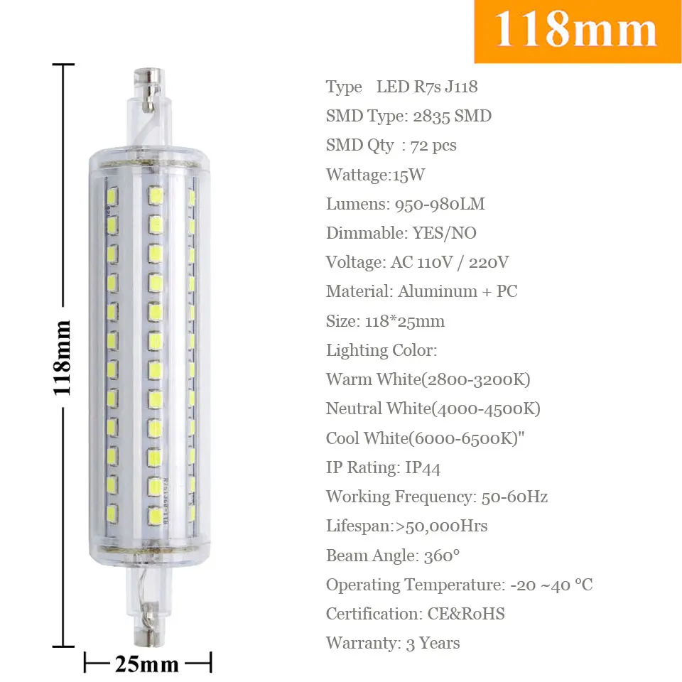 Лампа с регулируемой яркостью R7S светодиодный мозоли СИД 2835 SMD J189 J135 J118 J78 свет 10 Вт