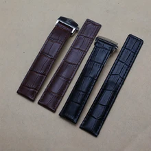 Watches Accessories 20mm 22mm High Quality Black Crocodile grain Leather Watchband With Stainless steel Buckle