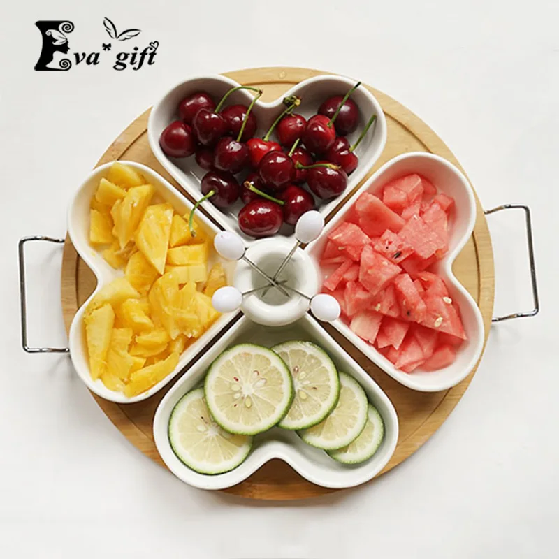 Home ceramic wood tray font b food b font organizer storage box can be uesd in
