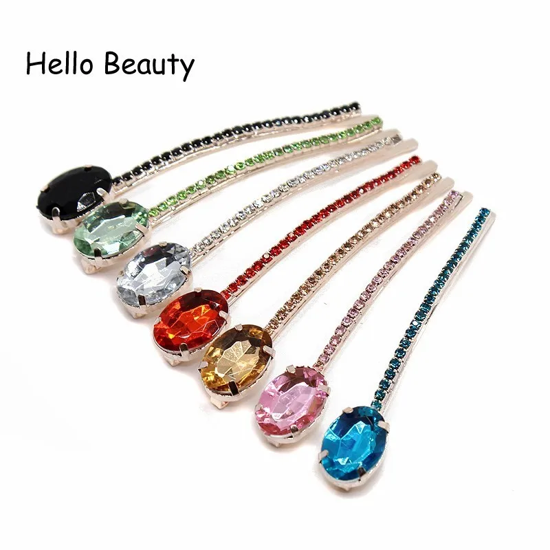

Fashion Girls Hair Accessories Women Hair Jewelry Stone Hair Clip Hairpins Red Pink Blue Crystal Hair Rhinestone Barrette