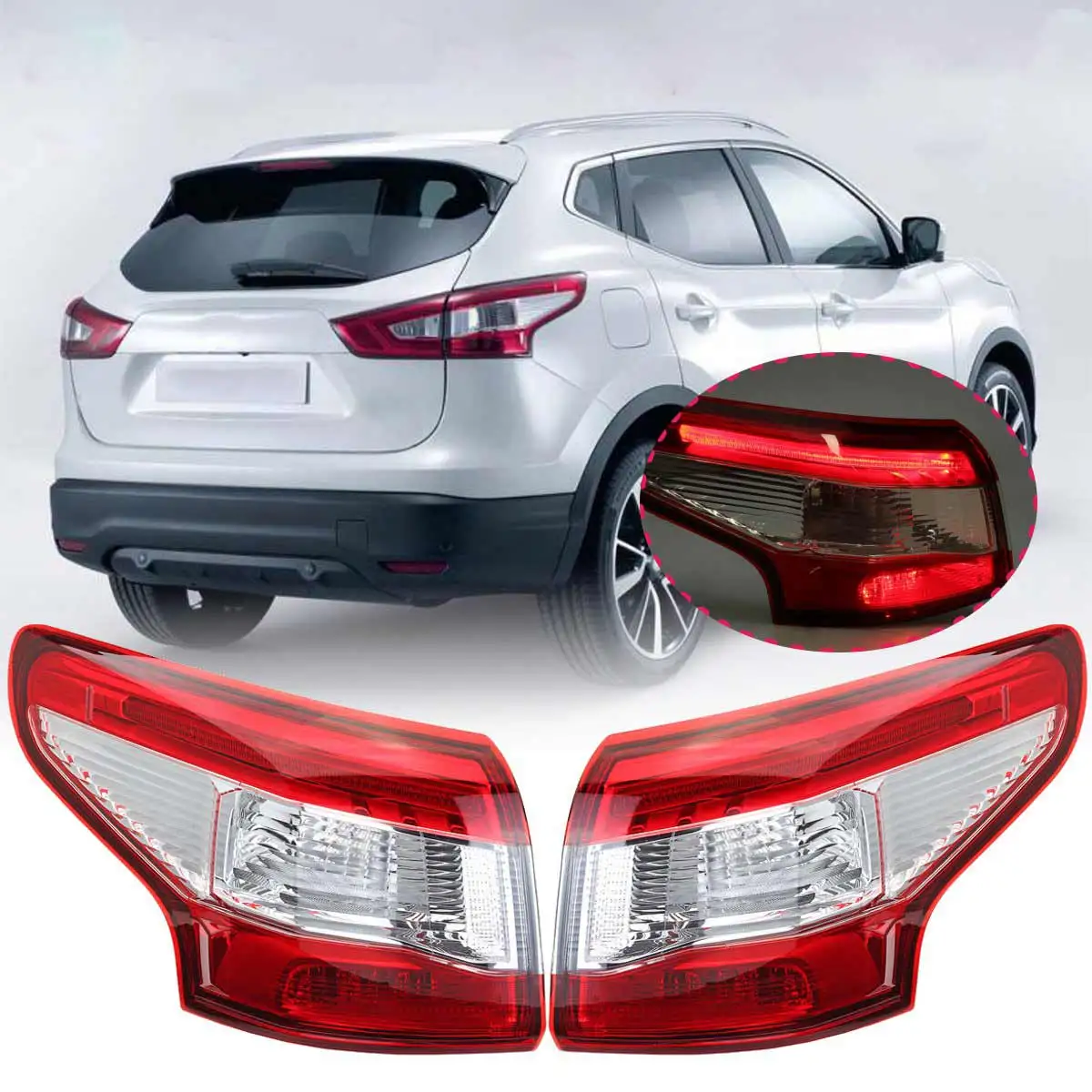 

Left/Right Rear Brake Light Tail Light For Nissan Qashqai 2014 2015 2016 Stop light tail lamp taillight taillamp Outer No bulb