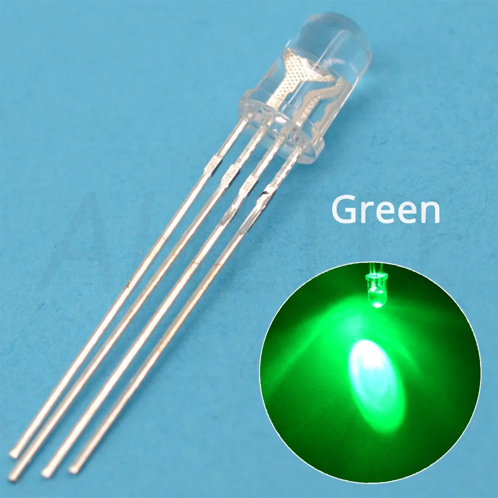 Ahltd 100X Ultra-Bright Round Tri-Color water clear 4pin F5 5mm RGB Common Anode LED Red Green Blue Emitting Diodes Led Lamp Bulb