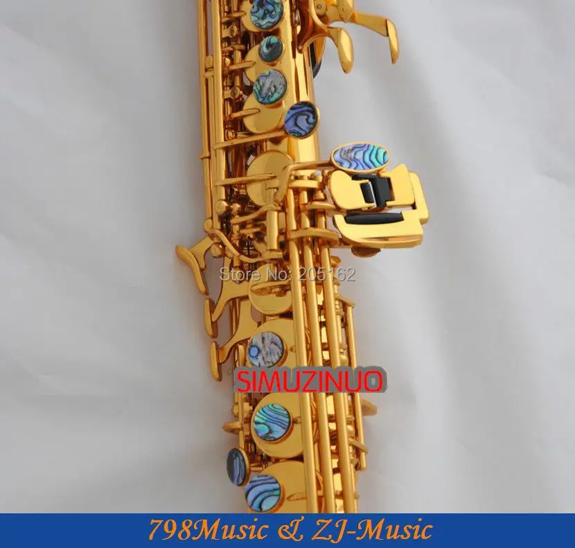 Золотой изогнутый колокольчик Сопрано-саксофон Bb ключ к высокой F ключ и G ключ