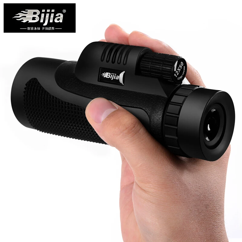 BIJIA 12x50 عالية الجودة واحدة التركيز البصرية أحادي جيب المحمولة تلسكوب الصيد سفر الإكتشاف نطاق في الهواء الطلق Binoculo