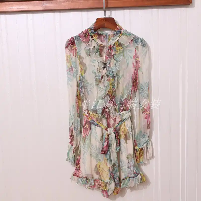 long sleeve floral playsuit