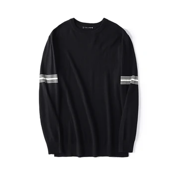 

Autumn Men's Increased Loose Striped Round Neck Sweater