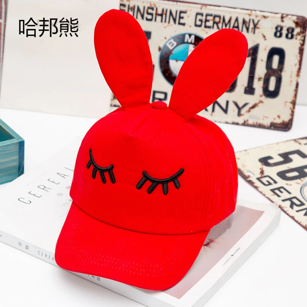 

Children Baseball Cap Embroidered Rabbit Hat For Women Casual Hat Female Rabbit ears Baseball Cap eyes duck tongue hip-hop hat