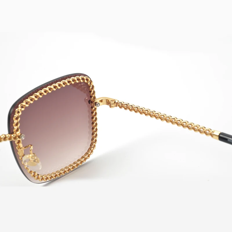 Роскошные брендовые дизайнерские Квадратные Солнцезащитные очки для женщин и мужчин, высококачественная металлическая оправа без оправы, градиентные линзы Oculos De Sol Femi