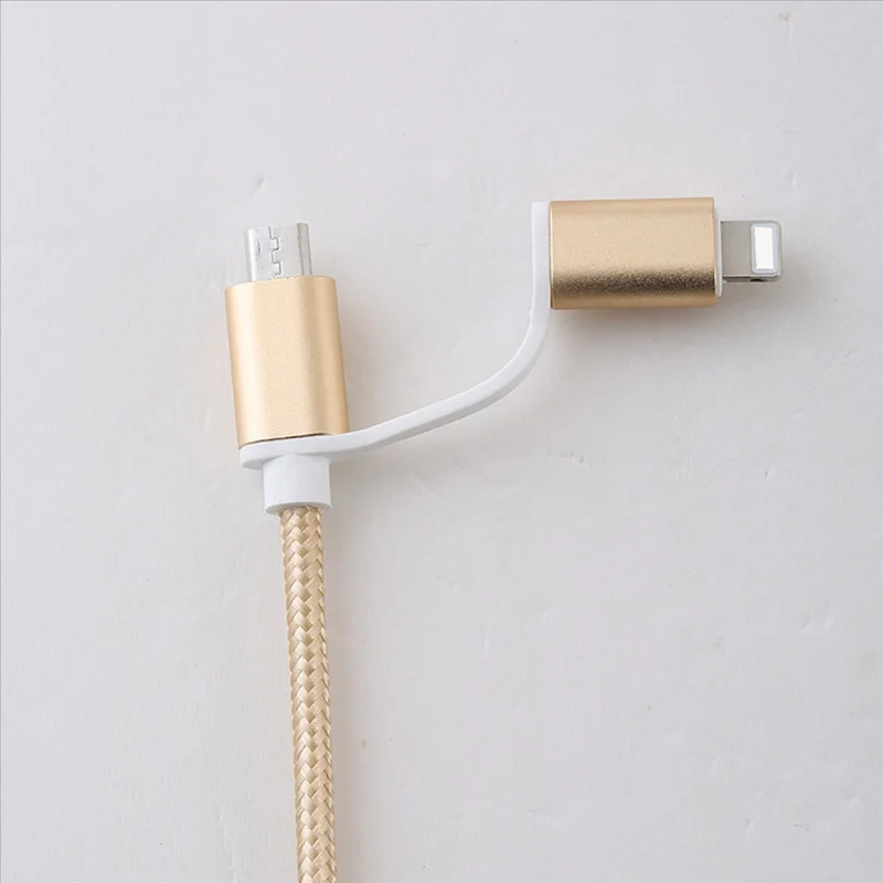 2017 кабель micro usb для зарядки iphone 6 6s 5S ipad xiaomi/huawei samsung 2 in 1 синхронизации данных и