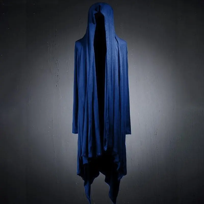 Повседневная Женская толстовка с капюшоном, верхняя одежда с длинным рукавом, Свитшот в готическом стиле, большие размеры 5XL, крутые черные толстовки на весну и осень, синяя уличная одежда, пальто - Цвет: Синий