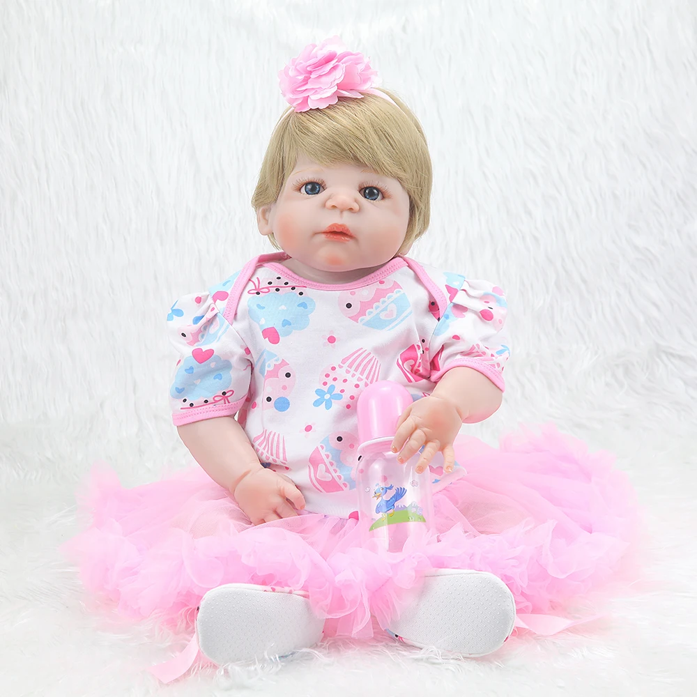 

NPK NEW 55CM Full Soft Silicone Reborn Baby Doll Girl Toys 22inch Lifelike Baby Dolls Vinyl Fashion Dolls Bebe Reborn Girl Doll