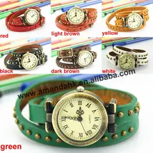 100 шт./партия, распродажа, винтажные женские часы, римские Наручные часы с длинным ремешком, популярные кожаные часы, повседневные часы, наручные часы панк