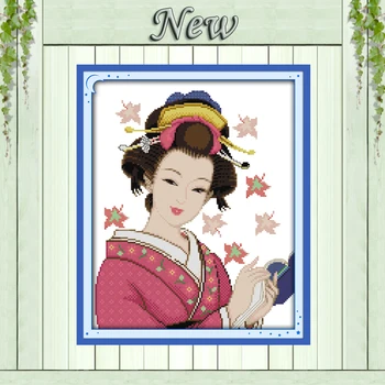 

A reading a book girl Beautiful Painting counted print on fabric DIY 14CT 11CT DMC Cross Stitch kits Needlework Sets Embroidery