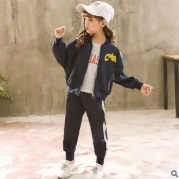 

Girls Baseball Uniform Clothing Set 2019 New Spring/Autumn Kids Clothes Sets Children's 2 Letter Colors Suits Size110-160 ly205