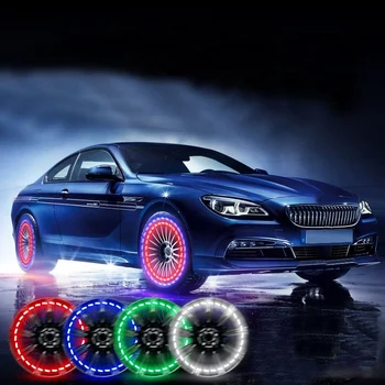 1 Pcs Auto Wielnaaf Tire Decoratieve Licht Waterdichte Kleurrijke Zonne-energie Flash Auto Styling Led Sfeer Licht Waarschuwingslampje
