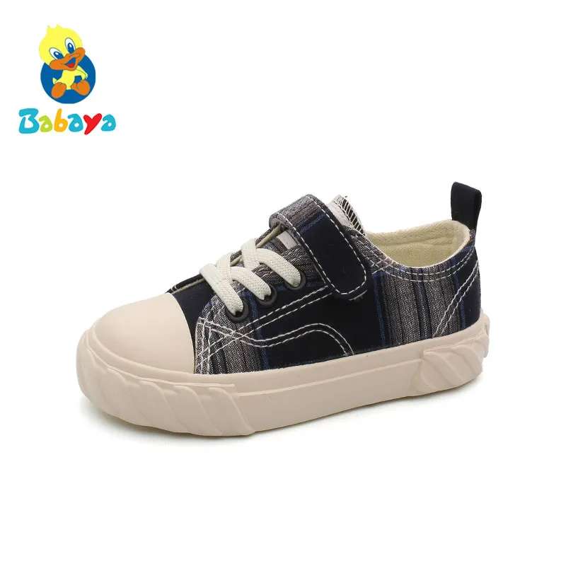 

babaya Children Canvas Shoes Boys Shoes Plaid Breathable Girls Casual Shoes 2019 Spring New Fashion Kids Shoes Boys Hook & Loop