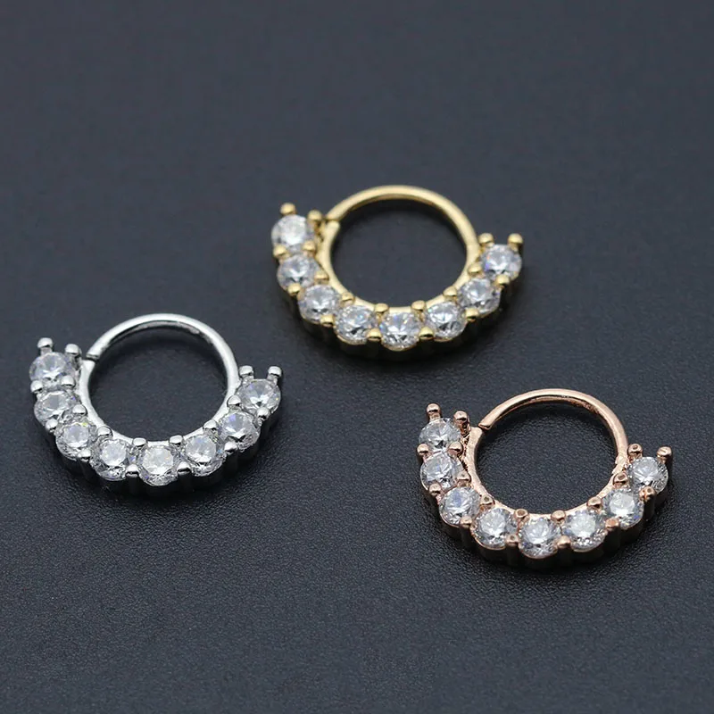 Sexy Nose Rings Cartilage Earrings Septum Jewelry Zircon Crystal Silver Rose Gold 8mm Body Piercing For Women Girls High Quality3 - 