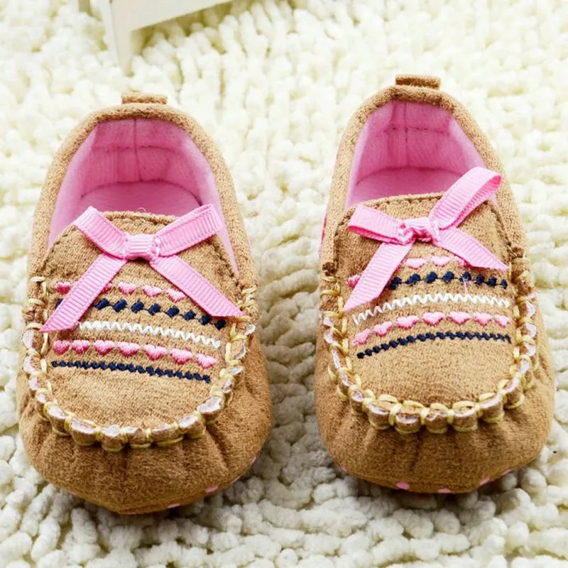 

Newborn Toddler Baby Kid Girl Boy Soft Sole Bow No-slip Prewalker Shoes Sneaker