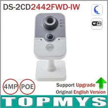 8pcs/lot Hik 4MP POE Wifi IP Camera with Buit-in Micro SD card slot PIR Cube Home Security CCTV wifi Camera DS-2CD2442FWD-IW