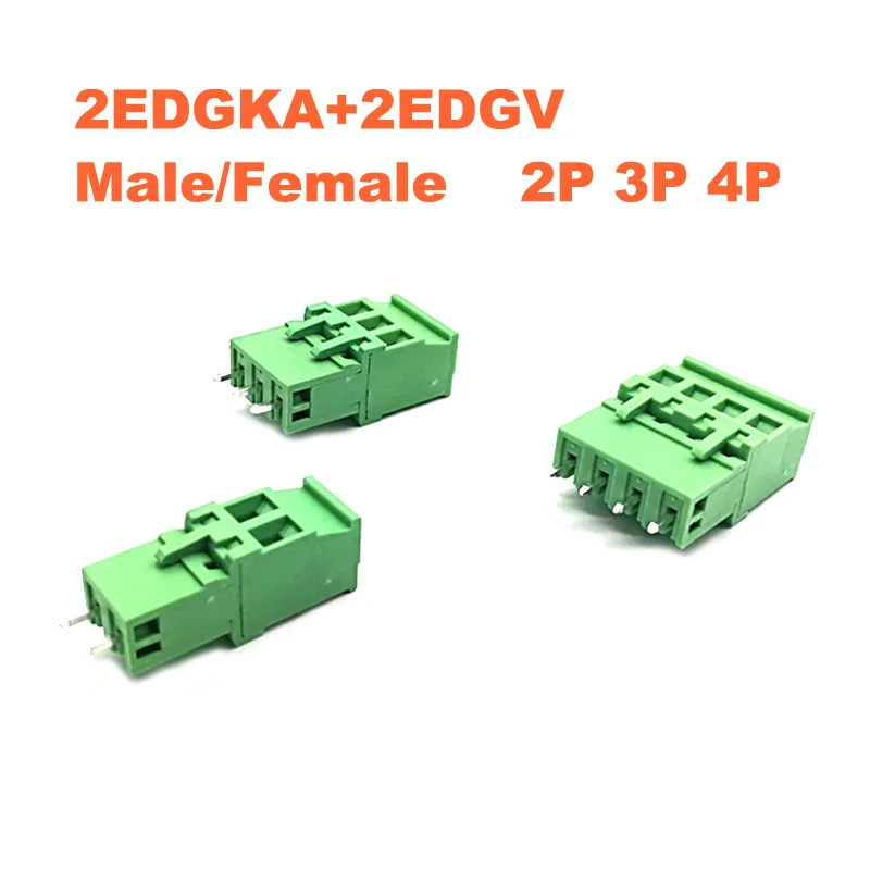 50 наборов шаг 5 08 мм 2P 3P 4P винтовой штекер Клеммная колодка PCB 2edgka 2edgv прямой штырь