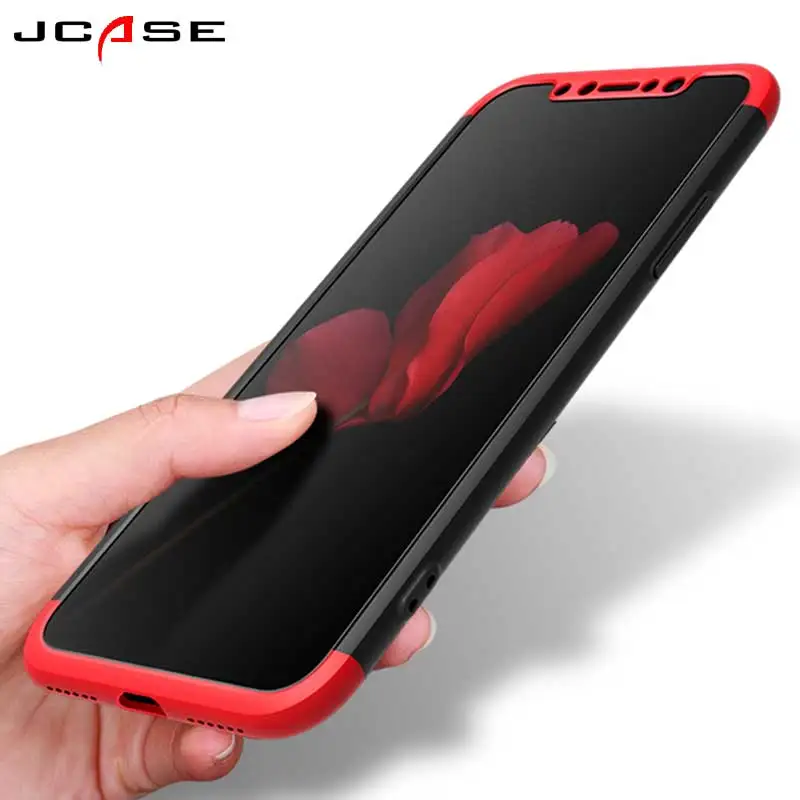 JCASE Жесткий ПК Прочный чехол для iPhone X 10 360 градусов Полная защита 3 в 1 Fundas Coque