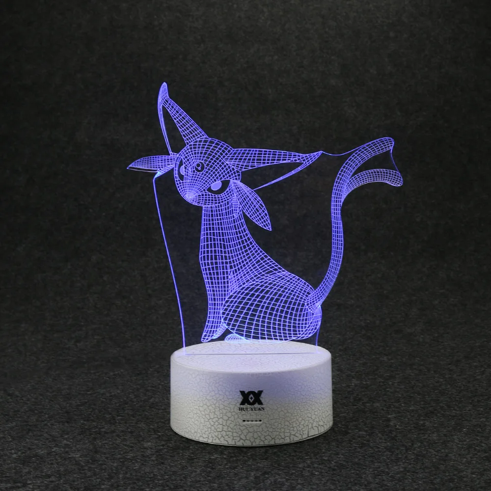 Крутой креативный Покемон Espeon 3D лампа USB мультфильм ночник светодиодный 7 цветов сенсорный Настольная лампа Детский Рождественский подарок Хуэй Юань бренд