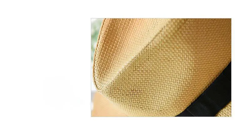Новые Летние головные уборы для мужчин и женщин Соломенная Панама, шляпы однотонные простые с широкими полями пляжные шляпы с лентой унисекс шляпа от солнца Fedora