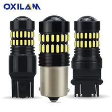 1156 светодиодный W21W W21/5 W BA15S P27/7 W 48 SMD T20 7443 7440 Лампа для автомобиля заднего хода, задний тормозной светильник, сигнальная лампа, белый, красный