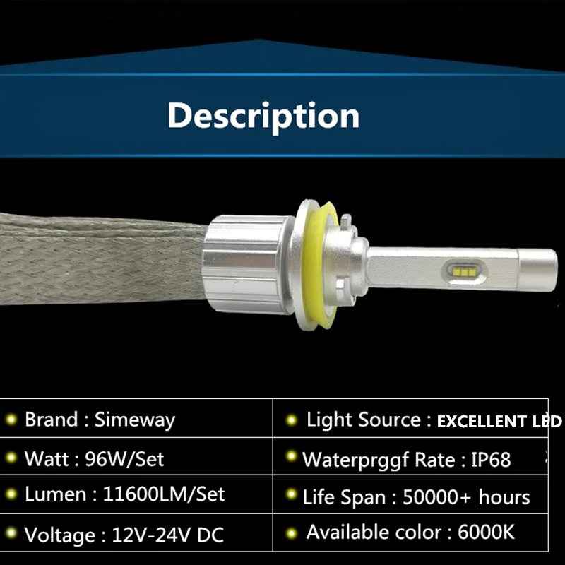 2 шт. H7 Led H1 H3 H4 H11 HB3 HIR2 фары автомобильные с Lumileds Luxeon ZES чип 12000LM Автомобильные