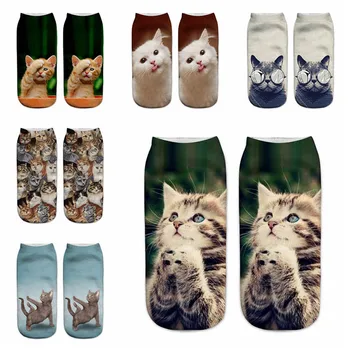 

Fashion Cat Socks Women Funny Socks New 3D Printing Women Fashion Unisex Christmas Sock Low Ankle Sock
