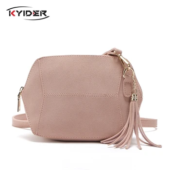 

KYIDER Fashion Matte PU Leather Shoulder Bags Candy Color Shell Women Messenger Bags Crossbody Tassel Ladies Bag Handbags
