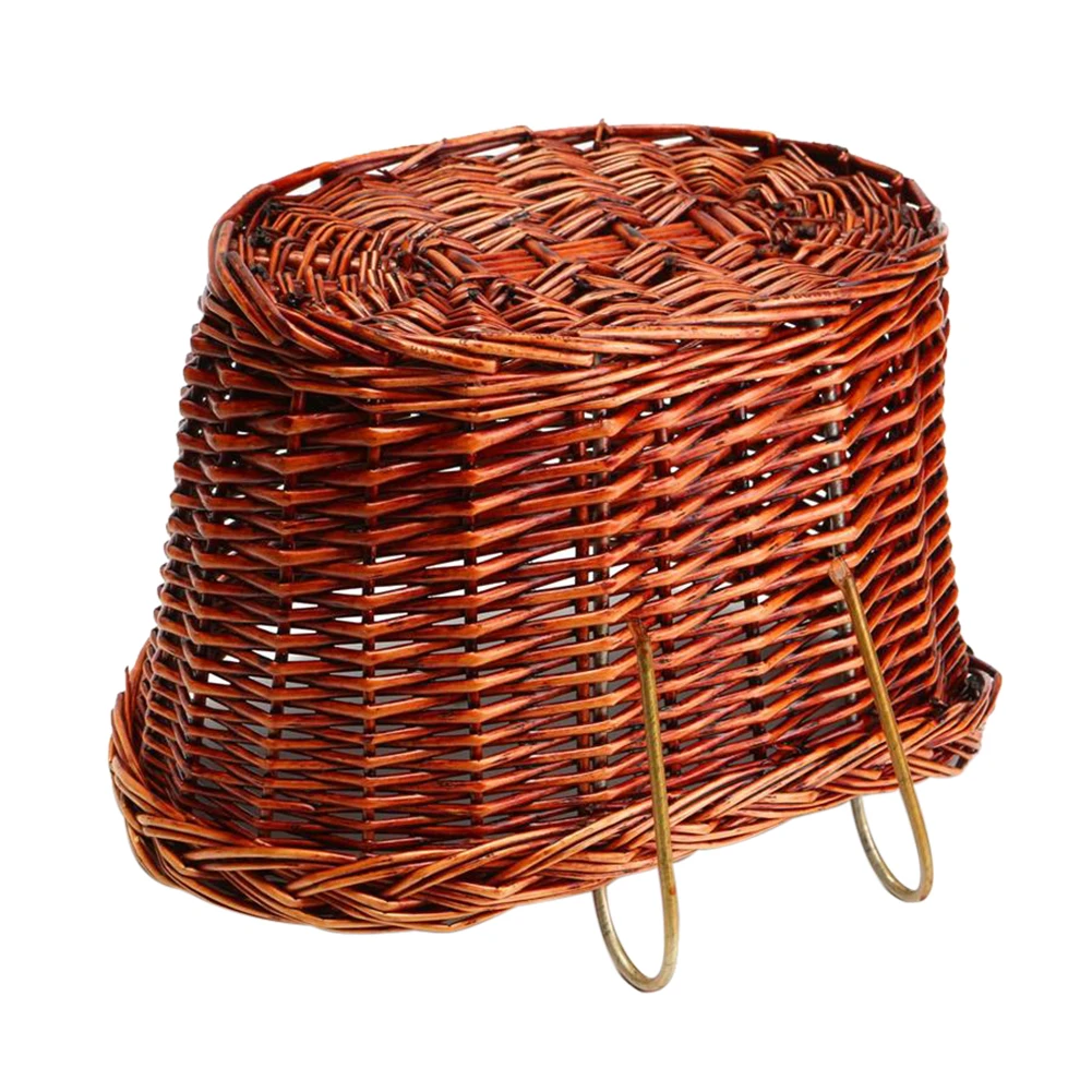 Cheap New Classic Style Rustic Bike Bicycle Basket Willow Straps Bike Cycling Natural Classic Durable Strong Wicker Manual Basket 3