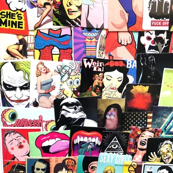 

60PCS Sexy Lips funny Vintage Anime Stickers For Motorcycle Luggage Skateboard Bicycle Fridge Laptop Cute Cartoon Sticker Set