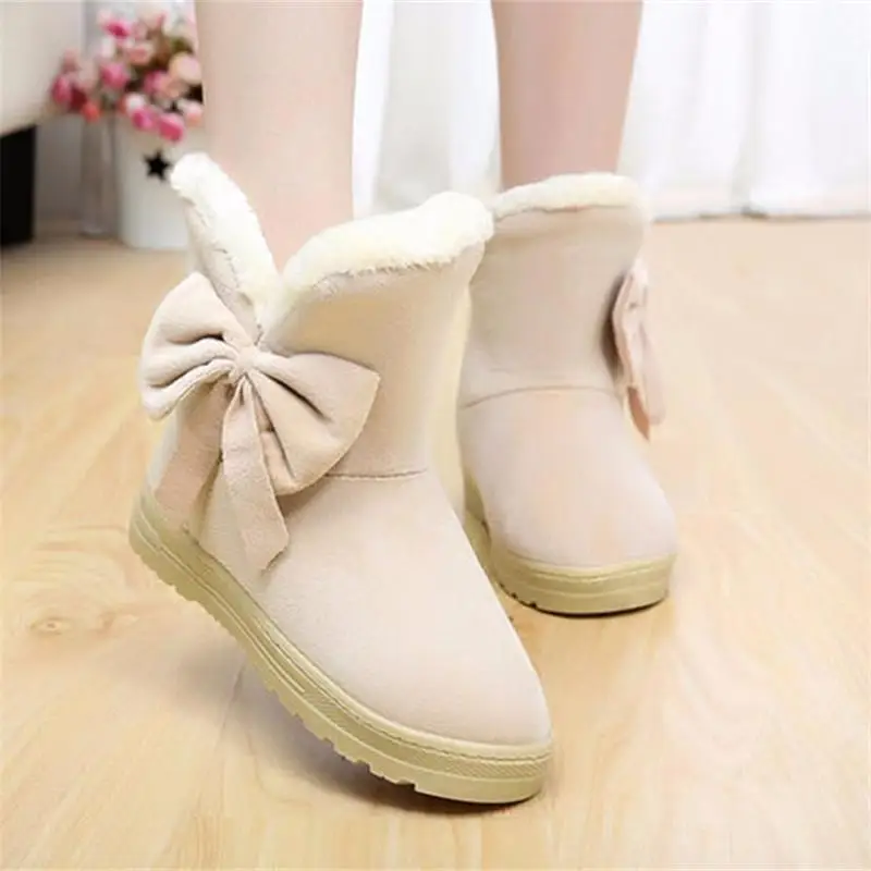 

Plush Fashion Women Winter Boots Faux Fur Ladies Ankle Snow Boots Footwear Black Coffee Female Flat Women Winter Shoes CJ201